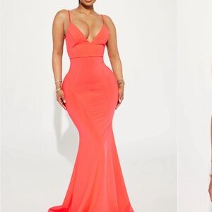 Fashion Nova Vibrant Coral Maxi Dress